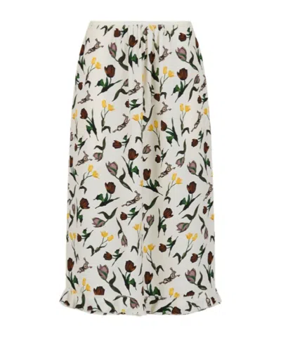Marni Floral Print Ruffle Hem Midi Skirt In Multi