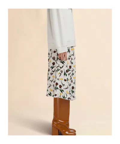 Marni Floral Print Ruffle Hem Midi Skirt In Multi