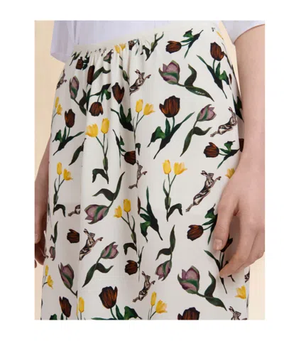 Marni Floral Print Ruffle Hem Midi Skirt In Multi
