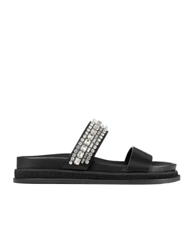 Jimmy Choo Crystal Embellished Leather Flat Sandals