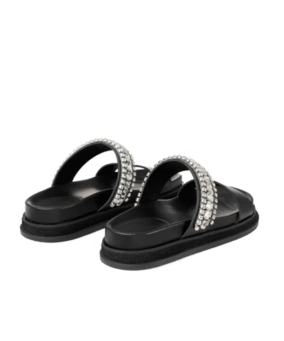 Jimmy Choo Crystal Embellished Leather Flat Sandals