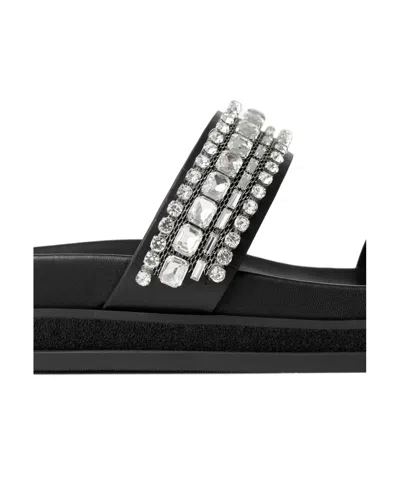 Jimmy Choo Crystal Embellished Leather Flat Sandals