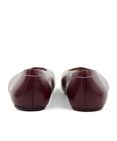 Mm6 Maison Margiela Burgundy Stitch-out Leather Ballet Flats