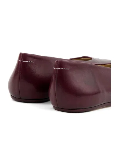Mm6 Maison Margiela Burgundy Stitch-out Leather Ballet Flats