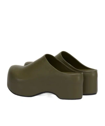 Marni Chunky Green Leather Deepsage Clog Sabots In Green