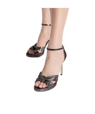 Jimmy Choo 100mm Rosie Shimmer Suede Sandals In Gray