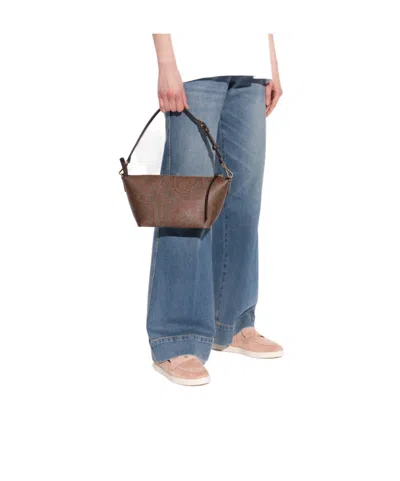 Etro Trapezoidal Shoulder Bag Shoulder Bags Brown