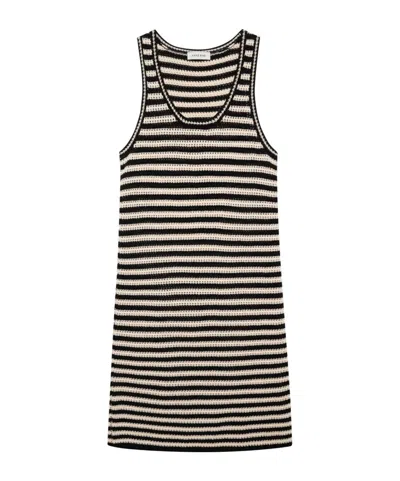 Anine Bing Arie Dress Black Ivory Stripe
