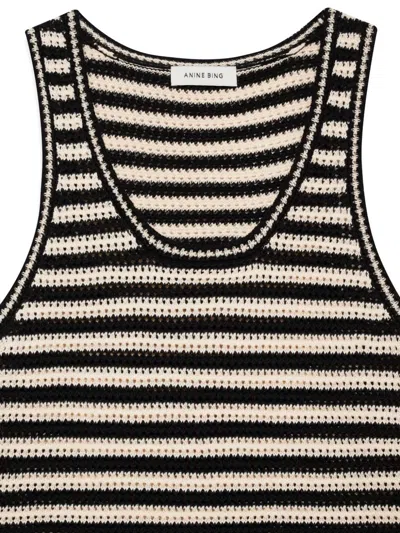 Anine Bing Arie Dress Black Ivory Stripe