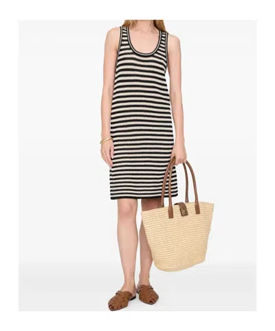 Anine Bing Arie Dress Black Ivory Stripe