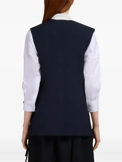Marni Wool Vest With Slits On The Sides In Blue