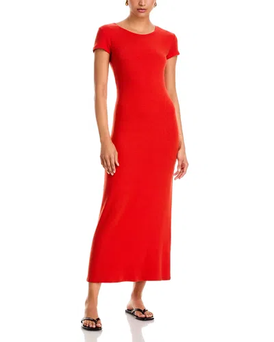 Leset Lauren Short Sleeve Maxi Dress Poppy In Red