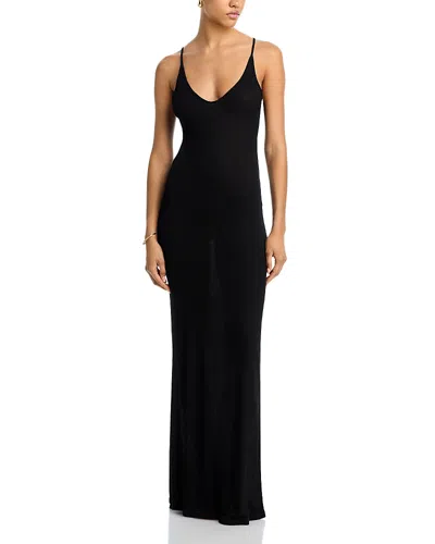 Leset Rozzi V Neck Muscle Maxi Dress In Black