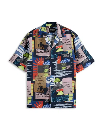 Scotch & Soda Relaxed Fit Art Print Camp Shirt In Multi