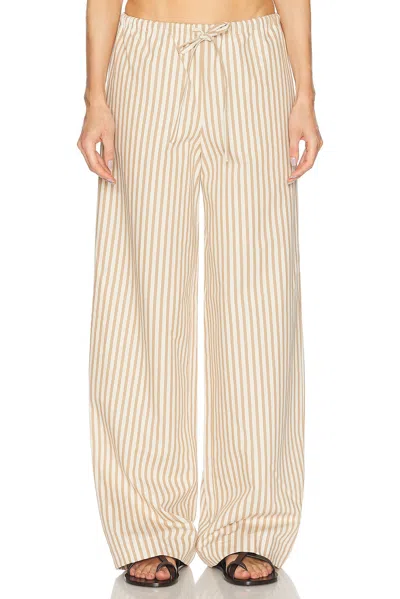 Sprwmn Baggy Easy Pants Camel Stripe In Brown
