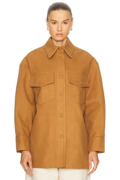 Stella Mccartney Long-sleeve Alter Suede Overshirt In Brown