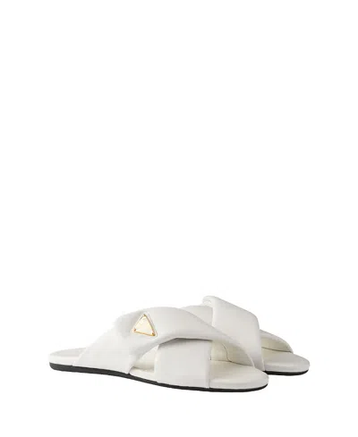 Prada Nappa Leather Flat Open Toe Sandals In Multi