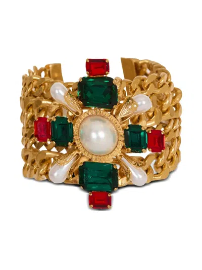 Balmain Baroque Bracelet With Chains And Beads In Gold