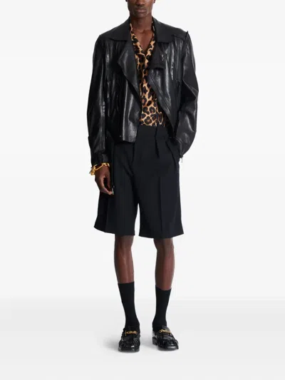 Balmain Leopard Print Silk Bowling Shirt In Animal Print