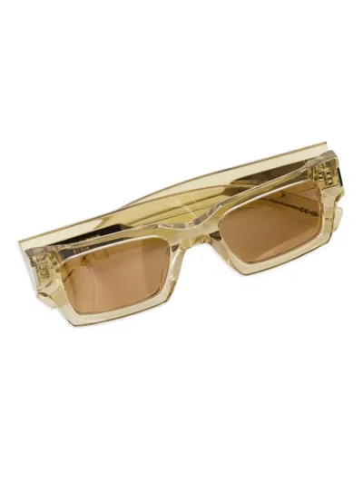 Saint Laurent Rectangular Frame Transparent Sunglasses In Brown