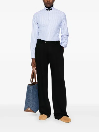 Valentino Cotton Oxford Shirt With Toggle In Blue