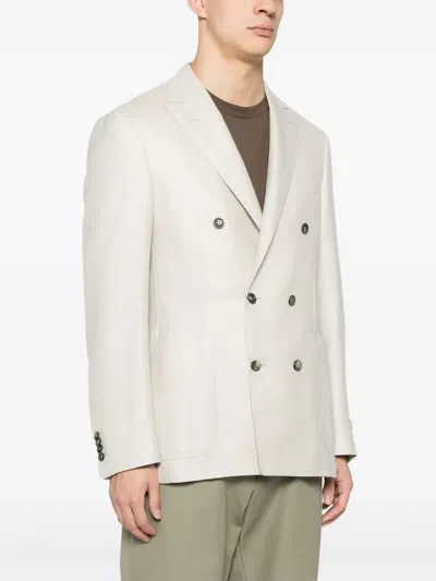 Canali Double-breasted Blazer In White