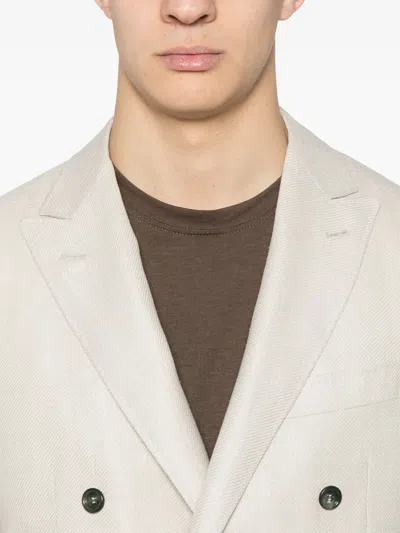 Canali Double-breasted Blazer In White