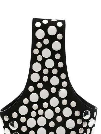 Khaite Livia Mini Studded Suede Tote Bag In Black