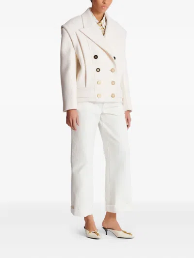 Balmain Double-breasted Wool And Cashmere-blend Felt Jacket In Neutral