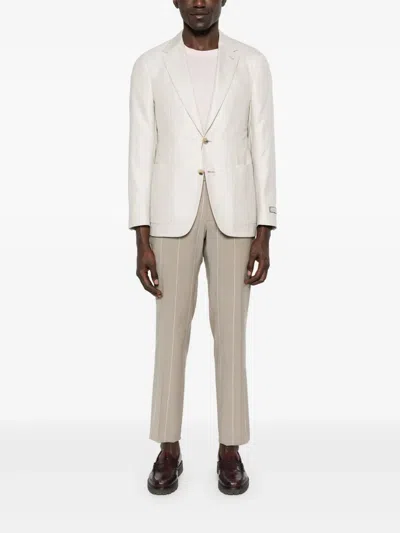 Canali Single-breasted Blazer In Neutral
