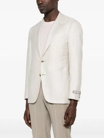 Canali Single-breasted Blazer In Neutral