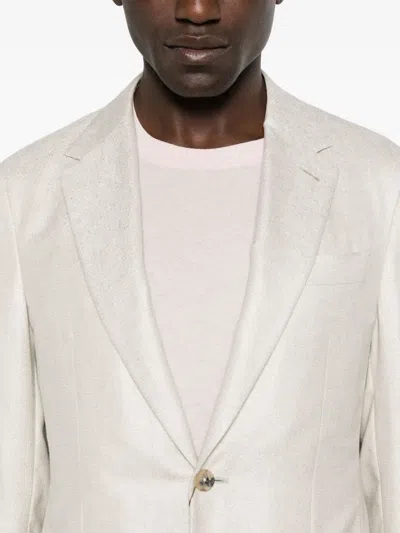 Canali Single-breasted Blazer In Neutral