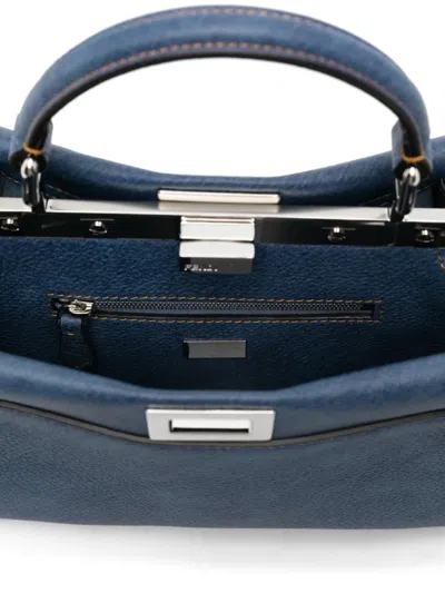 Fendi Blue Calf Leather Bos Taurus Shoulder Bag
