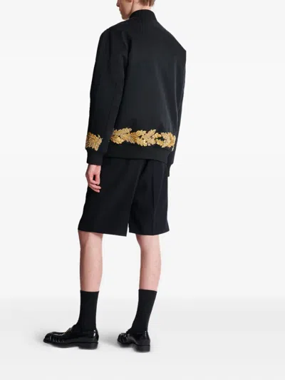 Balmain Embroidered Cupro Bomber Jacket In Black