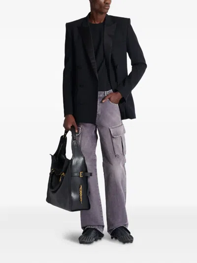 Balmain Cargo Straight Trousers Belt Loops In Purple