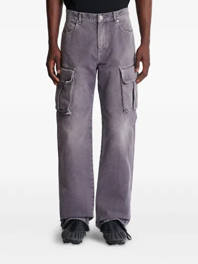 Balmain Cargo Straight Trousers Belt Loops In Purple