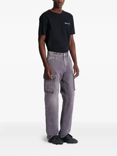 Balmain Cargo Straight Trousers Belt Loops In Purple