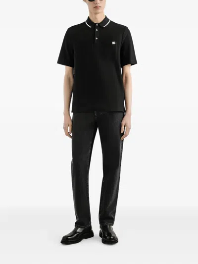 Dolce & Gabbana Cotton Pique Polo In Black