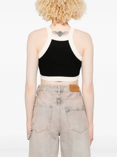 Amiri Ribbed Cropped Tank Contrast Trim In Black