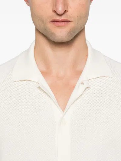 Canali Cotton Polo Shirt In White