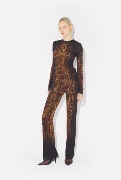 Jean Paul Gaultier Top The Wood In Tulle Stampato Donna In Brown