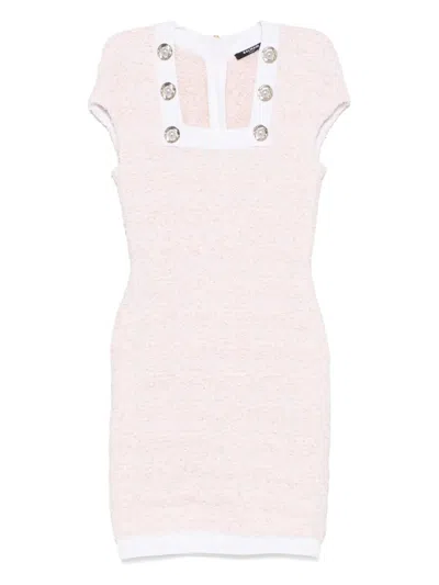 Balmain Tweed Mini Dress In Pink