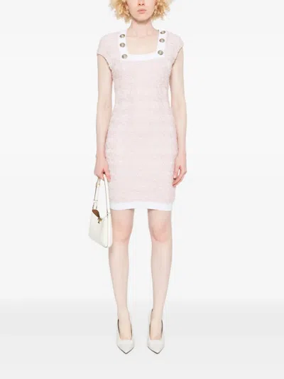 Balmain Tweed Mini Dress In Pink