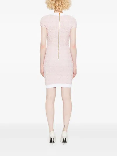 Balmain Tweed Mini Dress In Pink