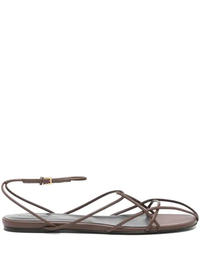 Khaite Loulou Leather Sandals In Brown