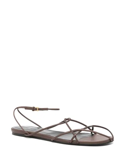 Khaite Loulou Leather Sandals In Brown