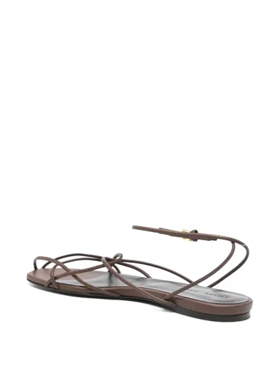 Khaite Loulou Leather Sandals In Brown