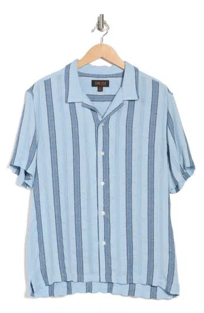 Truth Stripe Print Button-up Camp Shirt In Blue