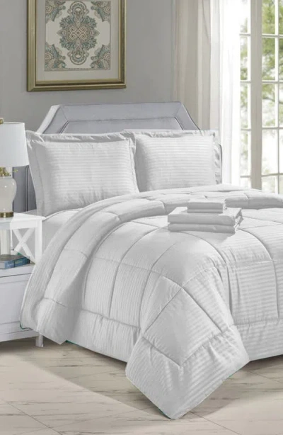 Luxury Home Embossed Stripe Microfiber 8-piece Comforter Set