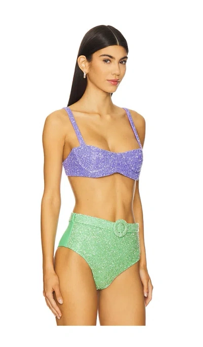 Oceanus Heidi Underwire Beaded Bikini Top In Blue